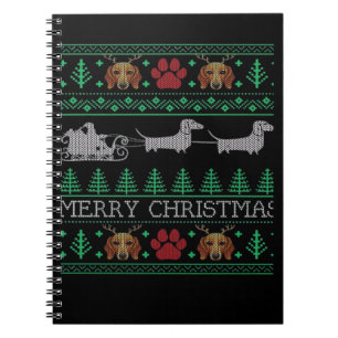 Jul Dachshund Wiener Dog Dachshund Fulständig Jul Anteckningsbok