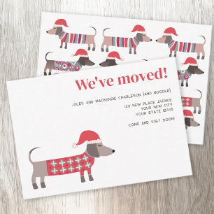 Jul Dachsund Hund Flytta Announcement Meddelande