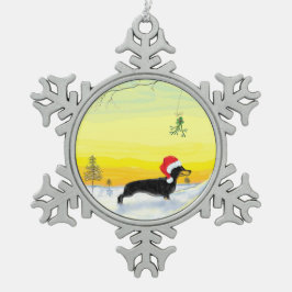 jul dackel snöflinga pewter julgransprydnad