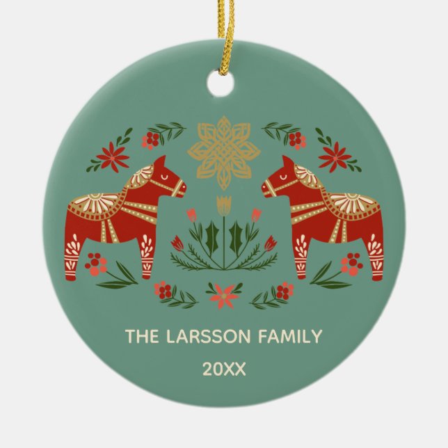 Jul Dala Horse Julgransprydnad Keramik (Framsidan)