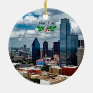 Jul, Dallas, Texas skyline Julgransprydnad Keramik