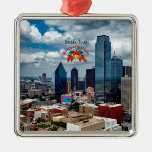 Jul, Dallas, Texas skyline Julgransprydnad Metall