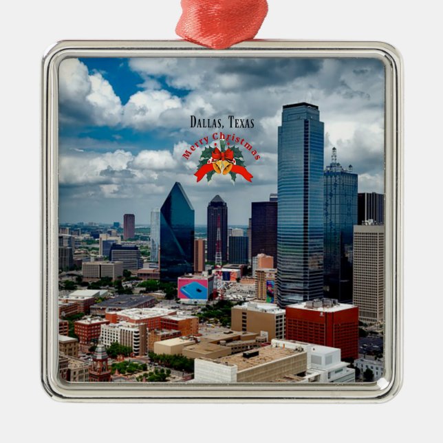 Jul, Dallas, Texas skyline Julgransprydnad Metall (Framsidan)