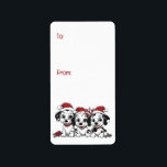 Jul Dalmatien Hundar Adressetikett<br><div class="desc">Cute illustration av Dalmatien hundar som är klädd i helgdag. Perfekt för djurälskare och ägare under julsäsongen.</div>