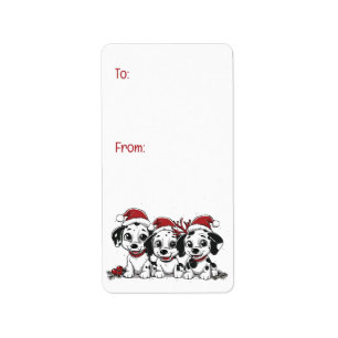 Jul Dalmatien Hundar Adressetikett