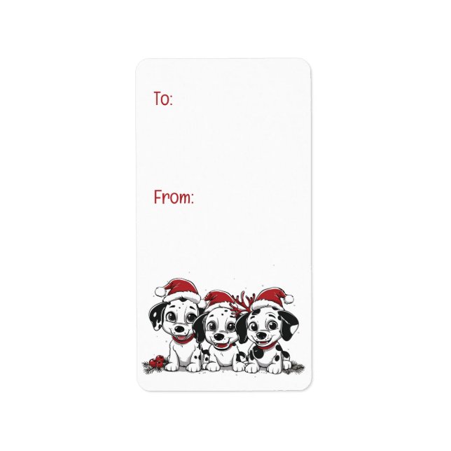 Jul Dalmatien Hundar Adressetikett (Framsidan)