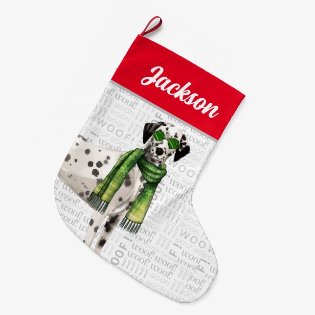 Jul Dalmatien med Hund Namn Stor Julstrumpa (Framsidan (Hängande))