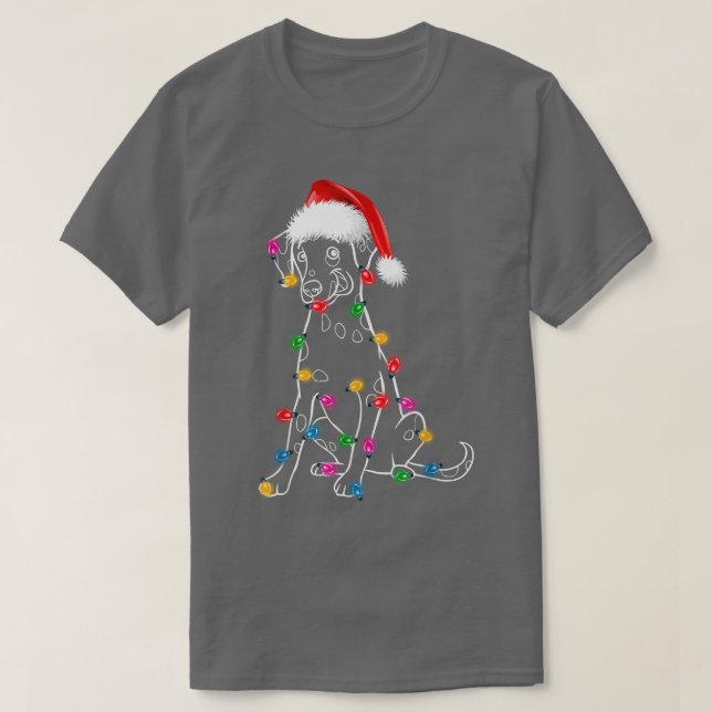 Jul Dalmatien med Ljus Santa Hat JULAFTON Roligt T Shirt (Design framsida)