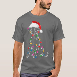 Jul Dalmatien med Ljus Santa Hat JULAFTON Roligt T Shirt