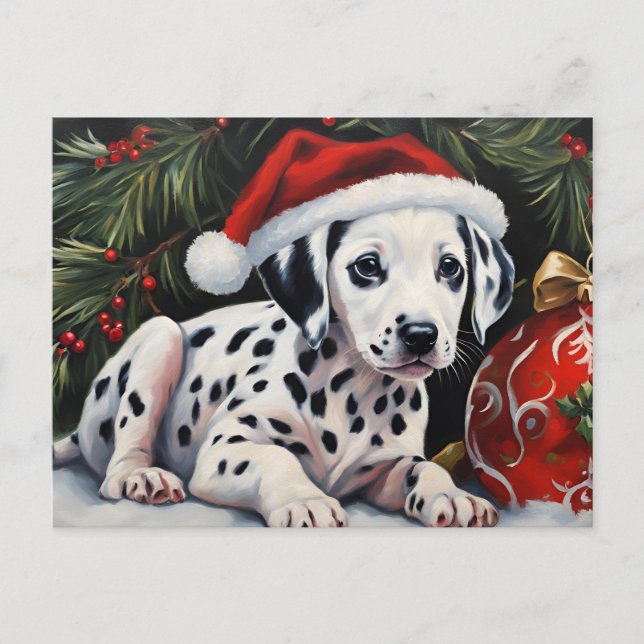 Jul Dalmatien Puppy Santa Helg Vykort (Framsida)