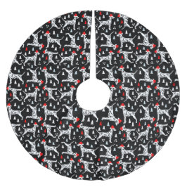 Jul Dalmatier i Santa Hats Black Helgdag Julgransmatta Borstad Polyester