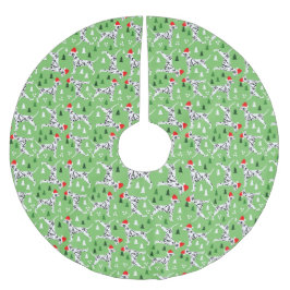 Jul Dalmatier i Santa Hats Grönt Helgdag Julgransmatta Borstad Polyester