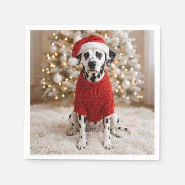 Jul Dalmatiner Hund i Röd Tröja Pappersservett (Framsidan)