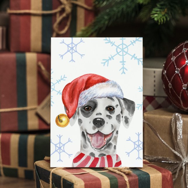 Jul Dalmatiner Husdjur Xmas Hatt Scarf Rolig Hund  Julkort (Skapare uppladdad)
