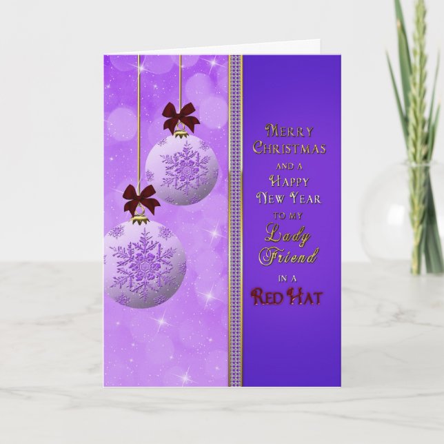 Jul - dam i röd hatthälsning helgkort (Framsida)