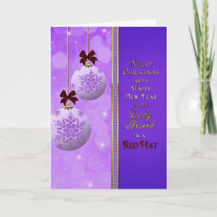 Jul - dam i röd hatthälsning helgkort