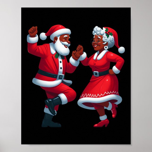 Jul Dancing Black African American Santa Mrs. Poster (Framsidan)
