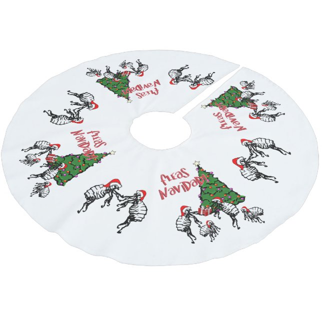 Jul Dansande Loppor Navidad Julgransmatta Borstad Polyester (Vinklad)