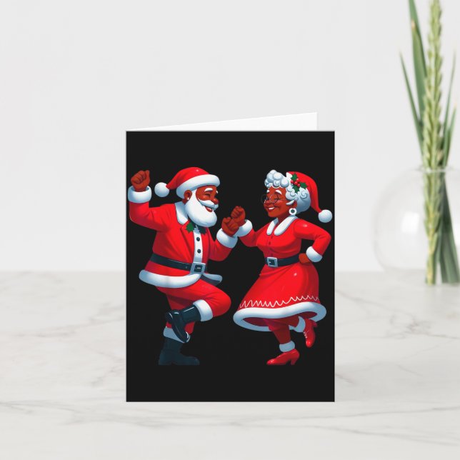 Jul Dansande Svart Afroamerikansk Tomte Fru Kort (Framsida)