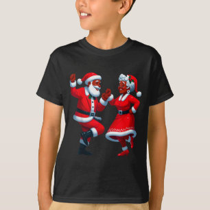 Jul Dansande Svart Afroamerikansk Tomte Fru T Shirt