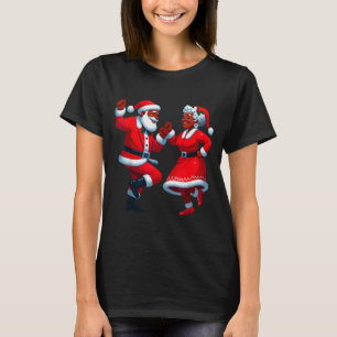 Jul Dansande Svart Afroamerikansk Tomte Fru T Shirt