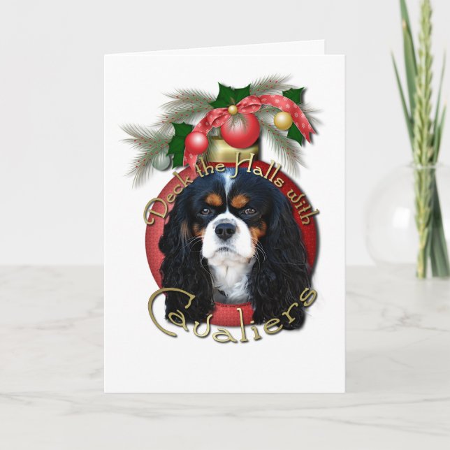 Jul - Deka Halls - Cavaliers - Tri-Färg Helgkort (Framsida)