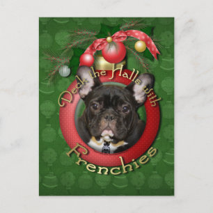 Jul - Deka Halls - Frenchies - Teal Helg Vykort