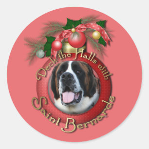 Jul - Deka Halls - Saint Bernards - Mae Runt Klistermärke