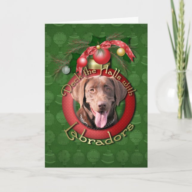 Jul - Deke Halls - Labradors - Chocolate Helgkort (Framsida)