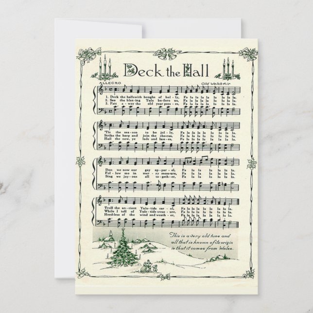 Jul, Dekk Hall Vintage Lakan Music Julkort (Framsida)