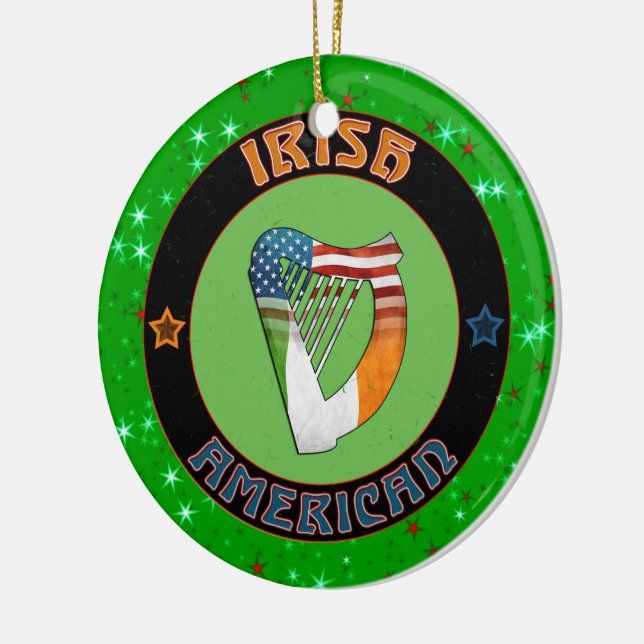 Jul-Dekorationen Irish American Harp Design Julgransprydnad Keramik (Vänster)