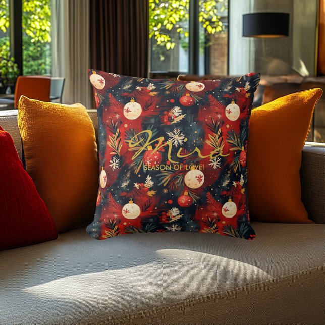 Jul Dekorativ kudde med Festive Design & Quote (Skapare uppladdad)