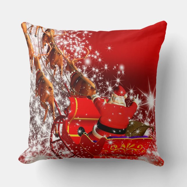 Jul Dekorativ kudde/Santa och Sleigh Kudde (Framsida)