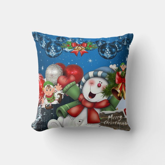 Jul Dekorativ kudde, Snögubbe Elf Kudde (Framsida)