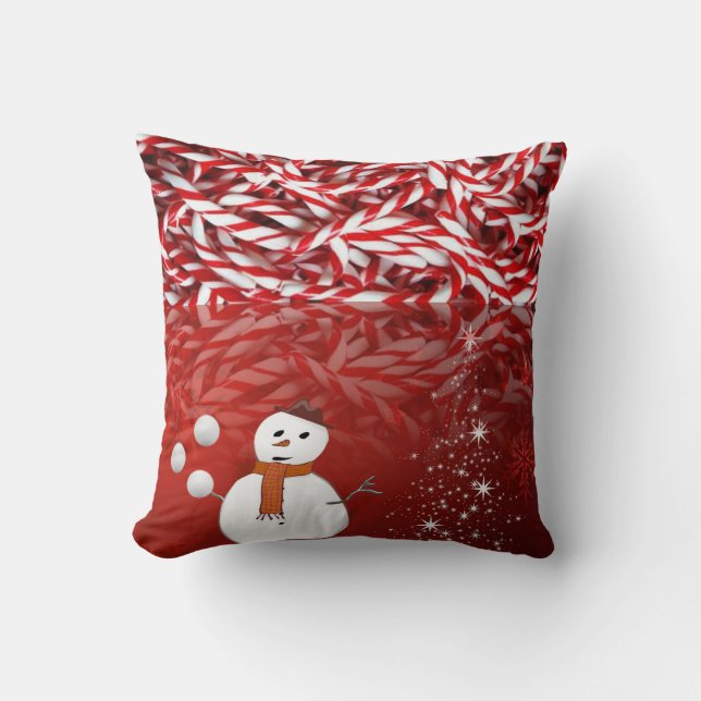 Jul Dekorativ kudde Snögubbe Peppermint (Framsida)