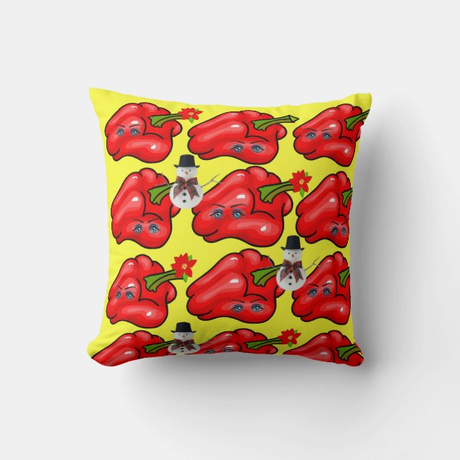 Jul Dekorativ kudde, Snögubbe rödpaprika Kudde (Framsida)