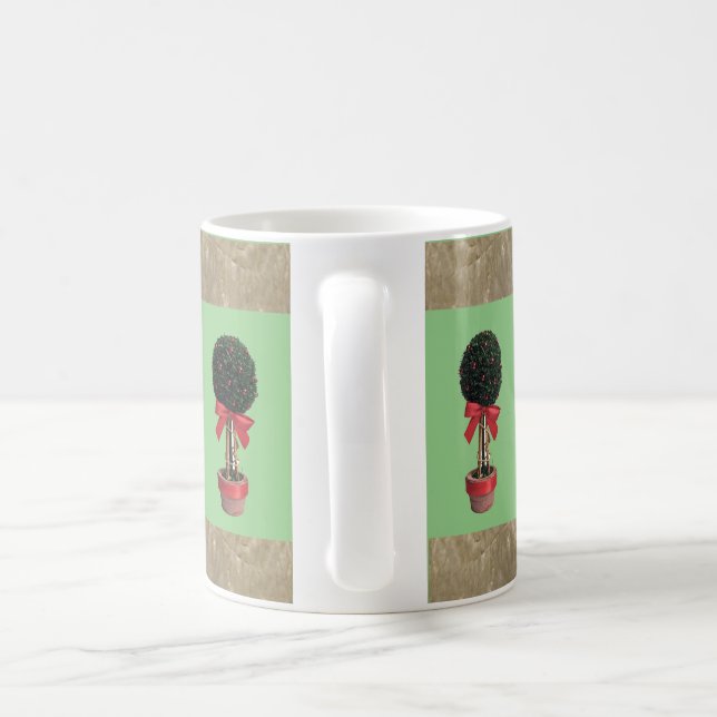 Jul Dekorerade topiskt Träd. Kaffemugg (Handtag)