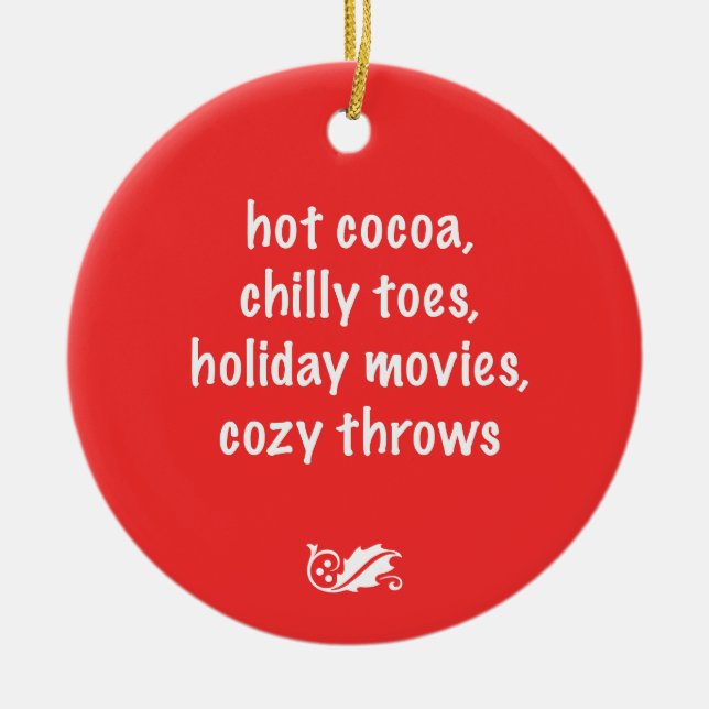 Jul dikt röd prydnad julgransprydnad keramik (Framsidan)