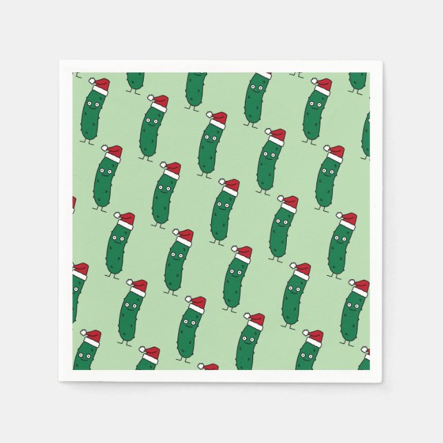 Jul Dill Pickle som bär en tomtehatt Pappersservett (Framsidan)