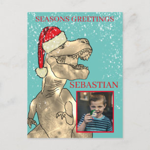 Jul Dinosaur Anpassad Foto Helg Vykort