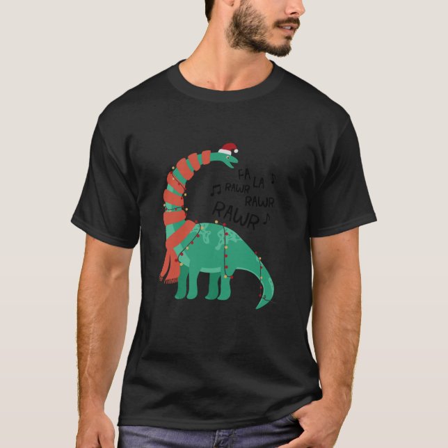 Jul Dinosaur Brontosaurus Singing Fa Ra Rawr T Shirt (Framsida)