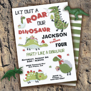 Jul Dinosaur Födelsedagsfest inbjudan