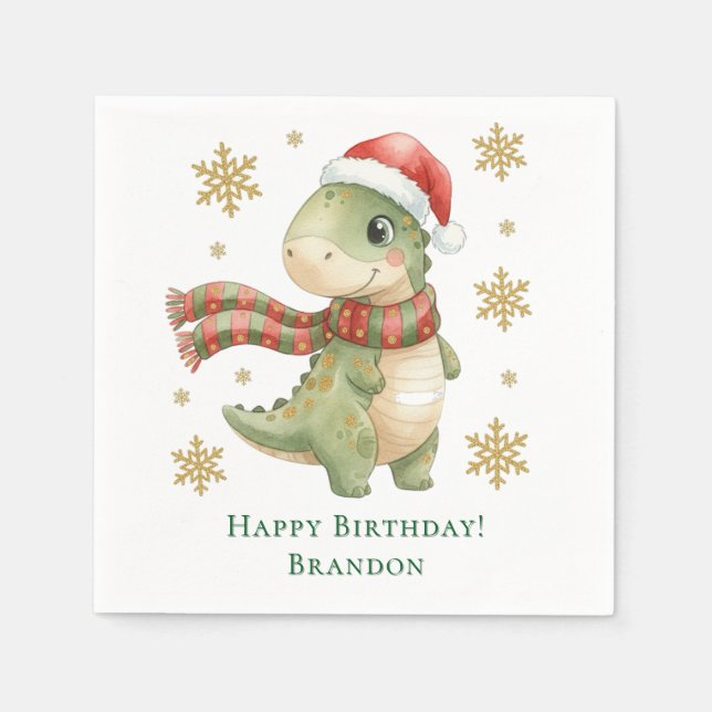 Jul Dinosaur Födelsedagsfest Pappersservett (Framsidan)