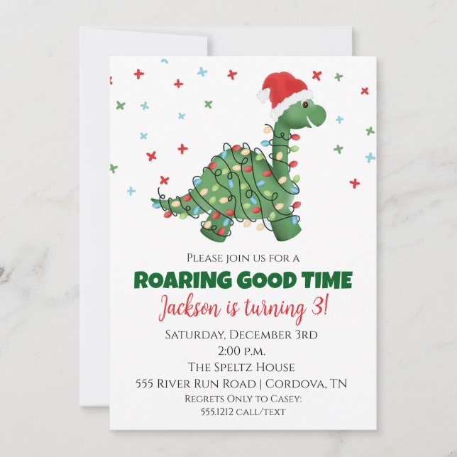 Jul Dinosaur Födelsedagsinbjudan Inbjudningar (Framsida)