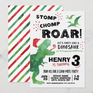 Jul Dinosaur Födelsedagsinbjudan Inbjudningar