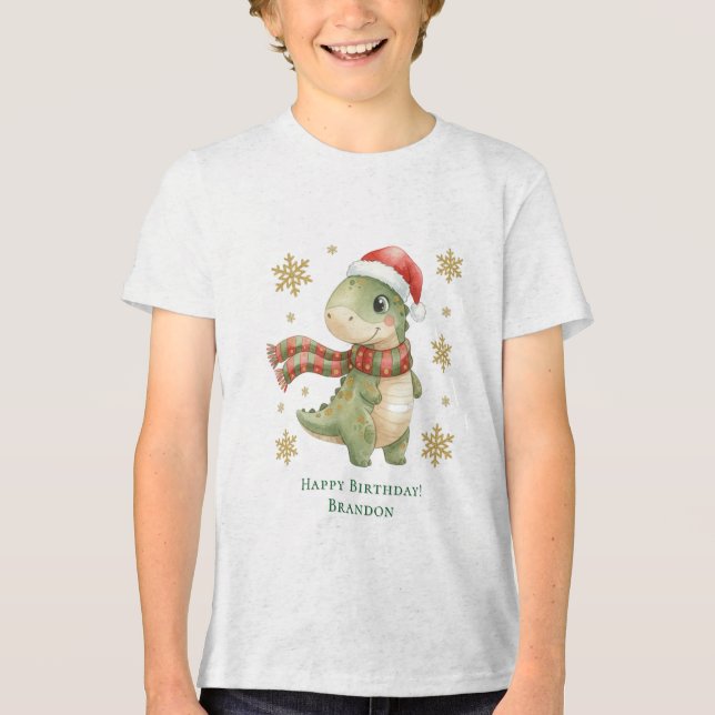 Jul Dinosaur Födelsedagspresent T Shirt (Framsida)