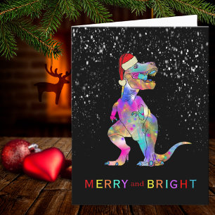 Jul Dinosaur Glad och Ljus Tomte Helgkort