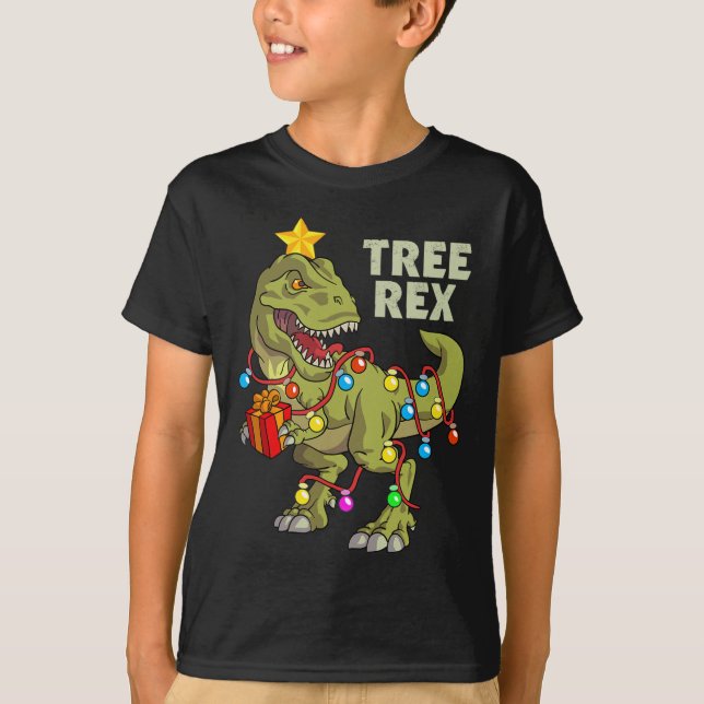 Jul Dinosaur Kids Boys Manar jul Ljus T Shirt (Framsida)