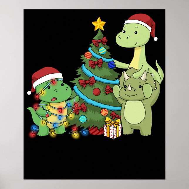 Jul Dinosaur Kids Julgran Dinosaur Poster (Framsidan)