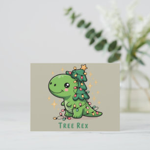 Jul Dinosaur Ljusfest Rollig Träd Rex Helg Vykort